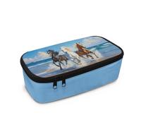 Biyejit Trousse à crayons de grande capacité pour enfants avec fermeture éclair portable pour maquillage, pièces de monnaie, sac à main pour adolescents, garçons et filles, cheval, Taille unique