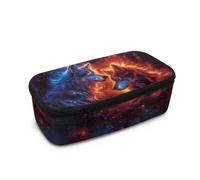 Biyejit Trousse à crayons Fire Wolf pour enfants - Grande capacité - Avec fermeture éclair lisse - Multifonctionnelle - Pour adolescents, étudiants, écoliers, adultes, fournitures de bureau, Fire Wolf