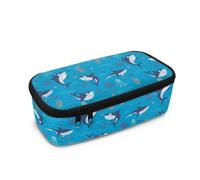 Biyejit Trousse à crayons requin pour enfants de grande capacité avec fermeture éclair - Trousse de maquillage portable pour adolescents, étudiants, école, adultes, fournitures de bureau, gris souris