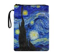 Biyejit Van Gogh Housse de livre avec fermeture éclair pour les amateurs de livres, pochette de protection de livre pour couverture rigide et lavable Motif nuit étoilée