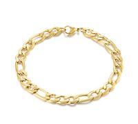 BIYONGDE Bracelet Figaro fin doré pour homme et femme, chaîne à maillons en acier inoxydable, fermoir mousqueton classique et élégant, 21 cm