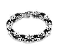 BIYONGDE Bracelet pour homme en acier inoxydable avec croix celtique gravée, fermoir à ressort, style punk rock minimaliste, 23,5 cm, acier inoxydable, sans pierre précieuse