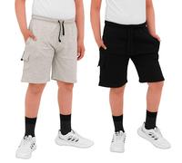 biyya® Lot de 2 shorts cargo avec poches pour enfants en polaire éponge - Taille élastique - 5 à 14 ans, Bts-66-a, 9-10 ans