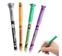 Bizaical Lot de 4 stylos à encre gel effaçables, écriture lisse, réutilisable, pointe fine de 0,5 mm, encre noire, correction d'erreurs pour l'école et le bureau