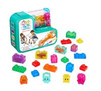 Bizak Jelly Blox 64554289 Jeu de Construction sensorielle avec 20 pièces Souples et colorées, Comprend des Animaux et des Personnages, Blocs Doux pour serrer et s'emboîter, à partir de 2 Ans