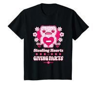 Bizarre aux Yeux Larges Volant des cœurs Saint-Valentin Enfants T-Shirt