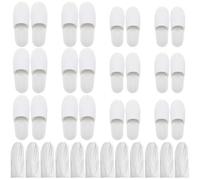 Bizarre.ly Chaussons Invités Blancs (12 Paires) avec Sacs à Cordon - Chausson Spa Fermé Lavables et Réutilisables - Deux Tailles S,L Homme / Femme - Pour Salle de Bains, Maison, Voyage, Mariage, Hôtel