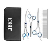 Bizarre.ly Set de Toilettage Avec Ciseaux en Acier Inoxydable pour Chiens et Chats - Inclus Outils pour Tailler, Effiler et Courber et un Peigne