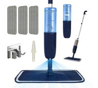 Bizcasa Balais Serpillère Vaporisateur, Microfibre Balai Pulvérisateur Spray Mop avec Reservoir pour la Maison la Cuisine Le Bois Dur Le Stratifié Le Bois, Le Céramique (Bleu - 500 ML - 3 Pads)