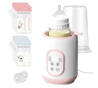 Bizcasa Chauffe Biberon Multifonction, Stérilisateur de Biberons, Chauffe Biberon Électrique Rapide avec sac de conservation du lait et tétine, Intelligent de la Température, Sans BPA (Rose)