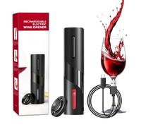 Bizcasa Tire-Bouchon Électrique, Ouvre-Bouteille Automatique avec Coupe-capsule, Câble USB, Coffret Cadeau, Ouvre Bouteille Electrique sans-Fil (Décapsuleur rechargeable - Noir)