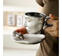 BizimHesap Baiser Tasse de Café Visage Humain Surprise pour les Mariés Ensemble de Tasses à Baiser Tasse Ceramique Mugs Tasses à Thé Café Personnalisé Idee Cadeau Anniversaire Mariage
