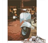BIZOCA Puzzle en Bois 1000 pièces Vespa la Nuit, Puzzle pour Adultes, Meilleur Cadeau pour Adultes et Enfants de 14 Ans et Plus, 75x50 cm
