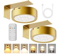 BIZOI 2 Pièces Magnetic LED Painting Light, 3 Températures de Couleur Painting Frame Lights, Rechargeable Picture Lights for Wall, pour Tableaux, Cadre D'Art, Portrait, Décoration Murale(Or)