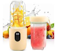 BIZOI Mini Mixeur avec Écran LED, Mixeur Portable, Personal Fresh Juice Mixer, Blender Smoothie Portable, Mini Mixeur avec Écran LED pour Shakes, Fruits, Légumes, Cuisine, Bureau, Voyage