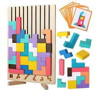 BIZOI Puzzle en Bois Tetris, Wooden Stacking Puzzle Toy, Coloré Blocs Géométriques Tetris, Jeu de Blocs Russes Colorés 3D pour 3 4 5 Ans Enfant, Garçons, Filles, Anniversaire, Thanksgiving, Noël
