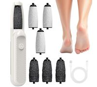 BIZOI Râpe Électrique Pieds Anti Callosités, Rape Pedicure Rechargeable, Rapeuse Pieds Electrique avec 6 Limes à Pieds Interchangeables, 3 Vitesses pour Talons Fissurés, Callosités, Morts
