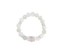 BIZTTLOG Bracelet élégant en Pierre de Lune Blanche, Perles de guérison en Cristal Naturel, Cadeau for Petite Amie, Anniversaire ou Anniversaire (Blanc)