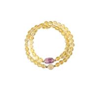 BIZTTLOG Bracelet en Citrine Multicouche for Femme - Bracelet Yoga Reiki en Pierres précieuses Naturelles - Élastique réglable for Cadeau de méditation(Yellowb)