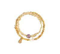 BIZTTLOG Bracelet en Citrine Multicouche for Femme - Bracelet Yoga Reiki en Pierres précieuses Naturelles - Élastique réglable for Cadeau de méditation(Yellowa)