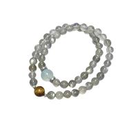 BIZTTLOG Bracelet en Pierre de Lune Naturelle à Double Cercle et en Pierre d'œil de Tigre, Bijoux Aigue-Marine de Luxe léger for Femmes, Bracelet élastique réglable