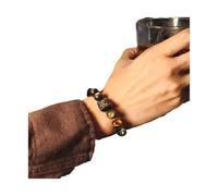 BIZTTLOG Bracelet Homme en Obsidienne Naturelle, Bijou Ajustable en Perles de Culture Chinoise for la Protection spirituelle et l'équilibre énergétique (Noir et Or)(Gold Obsidian_12mm)