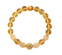 BIZTTLOG Bracelet Porte-Bonheur for Femme en Citrine Naturelle, Bijou élastique en Or et Pierres précieuses, Porte-Bonheur, Disponible en Trois Couleurs.(Yellowa)