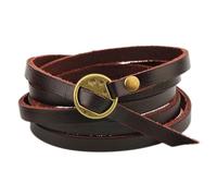 BIZTTLOG Bracelet tressé Multicouche Fait Main, Bracelet en Cuir de Vache véritable, Fermoir magnétique Polyvalent for Bijoux, réglable, adapté aux garçons et aux Filles(Brown1)