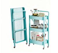 BIZTTLOG Ce Chariot Portable à Trois Niveaux et à roulettes est équipé de roulettes verrouillables et d'une poignée, ce Qui Le Rend idéal for l'organisation dans Les Bureaux, Les Chambres(Blue)