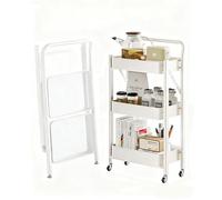 BIZTTLOG Ce Chariot Portable à Trois Niveaux et à roulettes est équipé de roulettes verrouillables et d'une poignée, ce Qui Le Rend idéal for l'organisation dans Les Bureaux, Les Chambres(White)