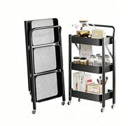 BIZTTLOG Ce Chariot Portable à Trois Niveaux et à roulettes est équipé de roulettes verrouillables et d'une poignée, ce Qui Le Rend idéal for l'organisation dans Les Bureaux, Les Chambres(Black)