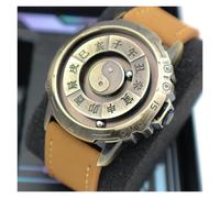 BIZTTLOG Montre à Cadran lévitant for Homme, Montre à Quartz Bagua Chinoise Vintage avec 12 Index Traditionnels, Technologie de lévitation magnétique, Cadeau for Homme(Bronze2)