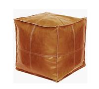 BIZTTLOG Repose-Pieds cubique 45 cm en Cuir synthétique, Repose-Pieds de Rangement Polyvalent, Couvercle ouvrable, Design Vide - Carré Multicolore(Orange1)