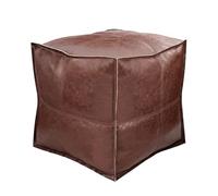 BIZTTLOG Repose-Pieds cubique 45 cm en Cuir synthétique, Repose-Pieds de Rangement Polyvalent, Couvercle ouvrable, Design Vide - Carré Multicolore(Brown1)