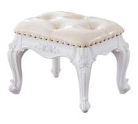 BIZTTLOG Repose-Pieds Vintage rembourré en Cuir - Repose-Pieds décoratif en Bois sculpté, Tabouret Rond de 45,7 cm for Salon, Banc de Chambre, décoration d'intérieur de Style américain(White1)