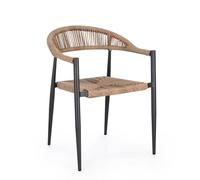 Bizzotto Chaise avec accoudoirs JANDIA Antracite/Naturel, en aluminium, tressé en fibre synthétique