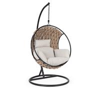 Bizzotto Fauteuil suspendu pliable avec coussin Galapagos Sand en acier, tressé en corde de polyester