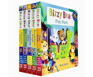 Bizzy Bear Series 5 Books Collection Bundle Set(Fun Park, Breakdown Truck, Aeroplane Pilot, Pirate Adventure & Dinosaur Safari)(With Sliders to Push and Pull!)