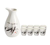 BJ Ensemble de tasses Baijiu Distributeur de vin Tasse à avaler en céramique Petite tasse à vin blanc Ensemble de 9 pièces HJ-09