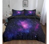 BJCJGGL Housse de Couette 140x200 Enfant Ciel éToilé Et Voie LactéE Parure de Lit 1 Personne avec Fermeture Éclair et 2 Taie d'oreiller 65x65 cm - Doux Respirant Microfibre Housse de Couette