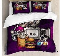 BJCJGGL Housse de Couette 140x200 Enfant Film Parure de Lit 1 Personne avec Fermeture Éclair et 2 Taie d'oreiller 65x65 cm - Doux Respirant Microfibre Housse de Couette