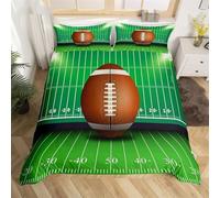 BJCJGGL Housse de Couette 140x200 Enfant Football AméRicain Vert Parure de Lit 1 Personne avec Fermeture Éclair et 2 Taie d'oreiller 65x65 cm - Doux Respirant Microfibre Housse de Couette