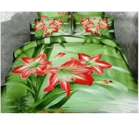 BJCJGGL Housse de Couette 140x200 Enfant Lys Rouge Parure de Lit 1 Personne avec Fermeture Éclair et 2 Taie d'oreiller 65x65 cm - Doux Respirant Microfibre Housse de Couette