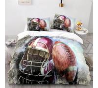BJCJGGL Housse de Couette 160x200 Adolescent Football AméRicain Parure de Lit 1 Personne avec Fermeture Éclair et 2 Taie d'oreiller 65x65 cm - Doux Respirant Microfibre Housse de Couette