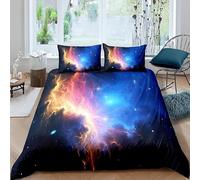 BJCJGGL Housse de Couette 160x200 Adolescent Voie LactéE Parure de Lit 1 Personne avec Fermeture Éclair et 2 Taie d'oreiller 65x65 cm - Doux Respirant Microfibre Housse de Couette
