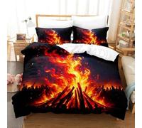 BJCJGGL Housse de Couette 200x200 Adolescent Feu De Joie Cool Parure de Lit 2 Personnes avec Fermeture Éclair et 2 Taie d'oreiller 65x65 cm - Doux Respirant Microfibre Housse de Couette