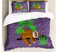 BJCJGGL Housse de Couette 200x200 Adolescent Paresseux Mignon Parure de Lit 2 Personnes avec Fermeture Éclair et 2 Taie d'oreiller 65x65 cm - Doux Respirant Microfibre Housse de Couette