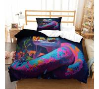 BJCJGGL Housse de Couette 200x200 Adolescent Serpent Coloré Parure de Lit 2 Personnes avec Fermeture Éclair et 2 Taie d'oreiller 65x65 cm - Doux Respirant Microfibre Housse de Couette