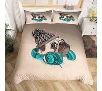 BJCJGGL Housse de Couette 240x260 Adulte Carlin Brun Parure de Lit 2 Personnes avec Fermeture Éclair et 2 Taie d'oreiller 65x65 cm - Doux Respirant Microfibre Housse de Couette