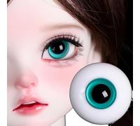 BJD Lot de 1 paire de yeux de poupée faites à la main pour la fabrication de poupées BJD SD 1/3 1/4 1/6 (bleu sarcelle, 14 mm)